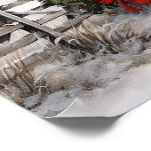 Mooie Sneeuwrijke Winter Rustieke Rode Schuur Kers Poster (Hoek)