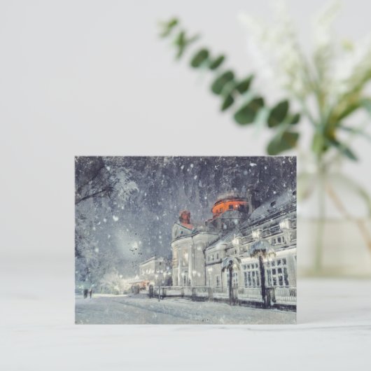 Mooie sneeuwscène briefkaart (Staand voorkant)