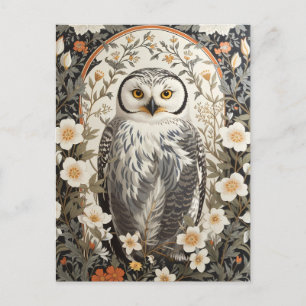 Mooie Sneeuwuil geïnspireerd door William Morris Briefkaart