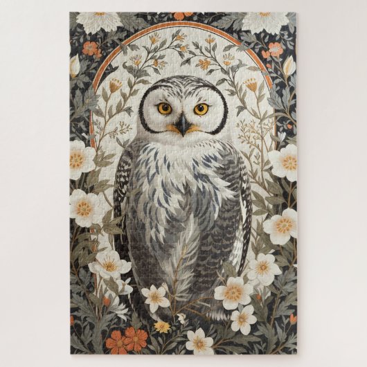 Mooie Sneeuwuil geïnspireerd door William Morris Legpuzzel (Verticaal)