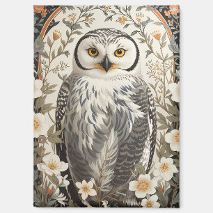 Mooie Sneeuwuil geïnspireerd door William Morris Magneet