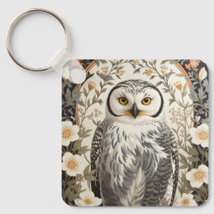 Mooie Sneeuwuil geïnspireerd door William Morris Sleutelhanger