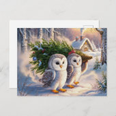 Mooie sneeuwuil kerst Briefkaart (Voorkant / Achterkant)