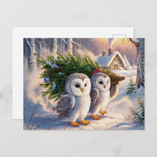 Mooie sneeuwuil kerst Briefkaart (Voorkant / Achterkant)