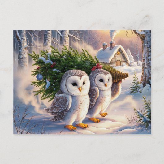 Mooie sneeuwuil kerst Briefkaart (Voorkant)