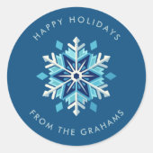 Mooie sneeuwvlok kerstvakantie ronde sticker (Voorkant)