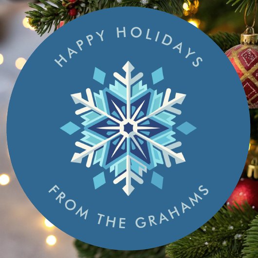 Mooie sneeuwvlok kerstvakantie ronde sticker