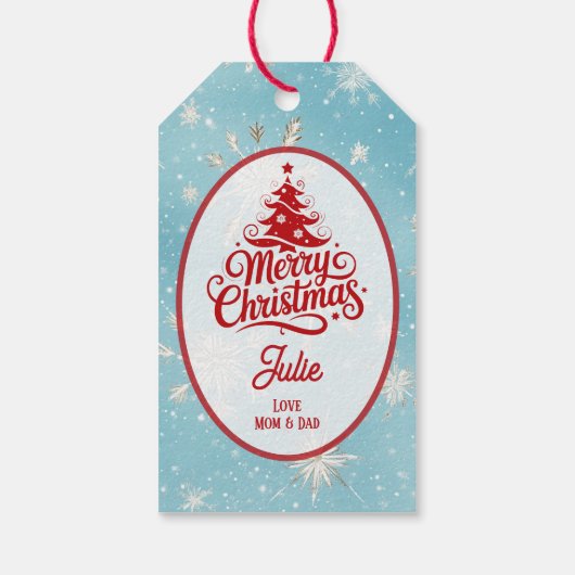 Mooie Sneeuwvlokken Kerst Cadeaulabel (Achterkant)