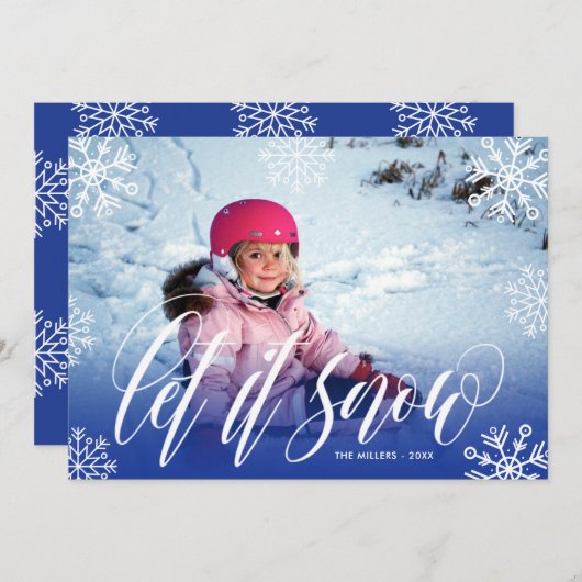 Mooie Sneeuwvlokken - Laat het Sneeuwen - Kerst Fo Feestdagenkaart (Voorkant / Achterkant)