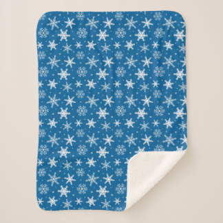 Mooie sneeuwvlokken met stippen dekentje blauw sherpa deken