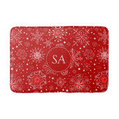 Mooie sneeuwvlokken op rode achtergrond met kerstm badmat (Voorkant)