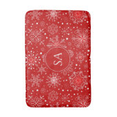 Mooie sneeuwvlokken op rode achtergrond met kerstm badmat (Voorkant Verticaal)