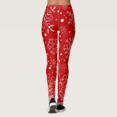 Mooie sneeuwvlokken op rode achtergrond met kerstm leggings (Achterkant)
