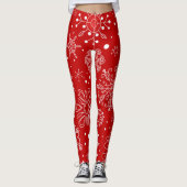 Mooie sneeuwvlokken op rode achtergrond met kerstm leggings (Voorkant)