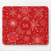 Mooie sneeuwvlokken op rode achtergrond met kerstm muismat (Voorkant)