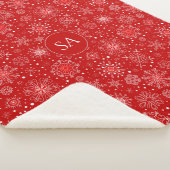 Mooie sneeuwvlokken op rode achtergrond met kerstm sherpa deken (3/4)