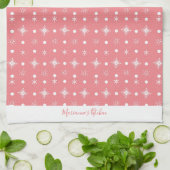 Mooie Sneeuwvlokken Roze Witte Patroon Script Naam Theedoek (Gevouwen)