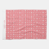 Mooie Sneeuwvlokken Roze Witte Patroon Script Naam Theedoek (Horizontaal)