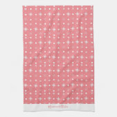 Mooie Sneeuwvlokken Roze Witte Patroon Script Naam Theedoek (Verticaal)