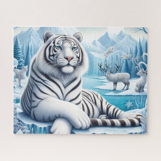 Mooie Sneeuwwitte Tijger Legpuzzel (Horizontaal)