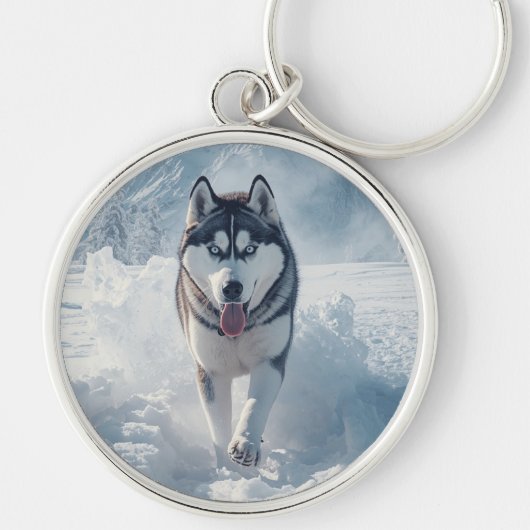 Mooie Sneeuwwolf Sleutelhanger (Voorkant)