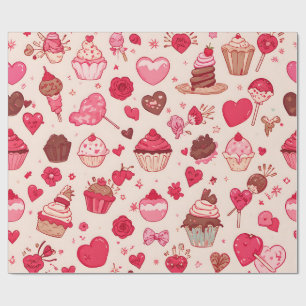 Mooie snoep & zoete Valentijn naadloos patroon  Cadeaupapier