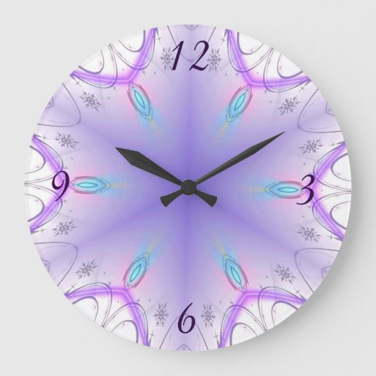 Mooie Snowflakes Clock Grote Klok (Voorkant)
