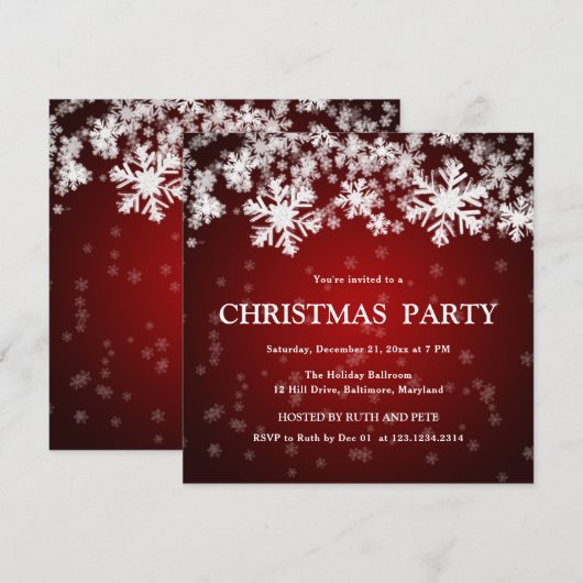 Mooie Snowflakes kerstfeest Rood Kaart (Voorkant / Achterkant)