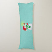 Mooie Snowman op Light Blauwgroen Body Pillow Lichaamskussen (Voorkant Verticaal)