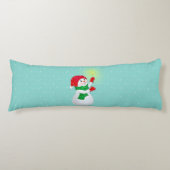 Mooie Snowman op Light Blauwgroen Body Pillow Lichaamskussen (Voorkant)