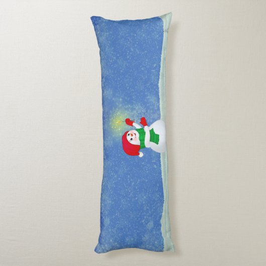 Mooie Snowman op Sky Blue Body Pillow Lichaamskussen (Achterkant (Verticaal))