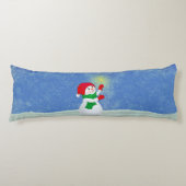 Mooie Snowman op Sky Blue Body Pillow Lichaamskussen (Voorkant)
