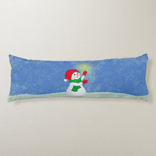 Mooie Snowman op Sky Blue Body Pillow Lichaamskussen