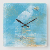 Mooie Snowy Egret Art Vierkante Klok (Voorkant)
