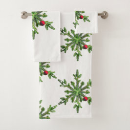 Mooie Snowy Pine Snowflake kerst Bad Handdoek