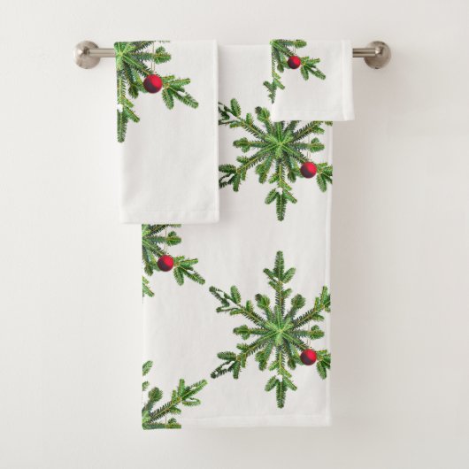 Mooie Snowy Pine Snowflake kerst Bad Handdoek (Insitu)
