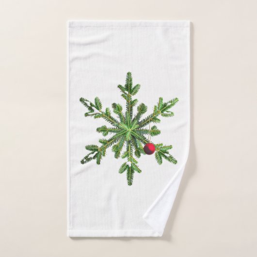 Mooie Snowy Pine Snowflake kerst Bad Handdoek (Handdoek)