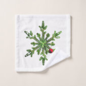 Mooie Snowy Pine Snowflake kerst Bad Handdoek (Wasdoekje)