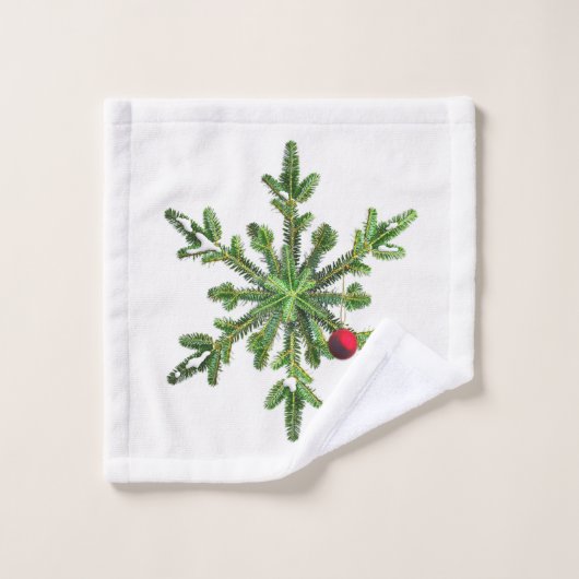 Mooie Snowy Pine Snowflake kerst Bad Handdoek (Wasdoekje)