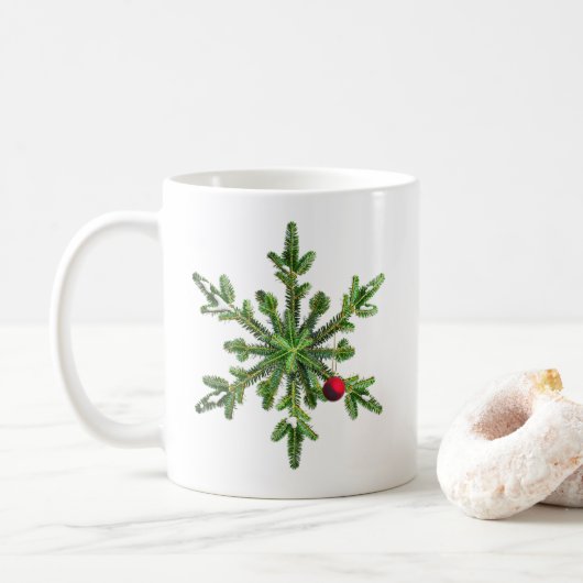 Mooie Snowy Pine Snowflake kerst Koffiemok (Met donut)
