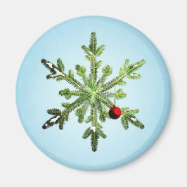 Mooie Snowy Pine Snowflake kerst Magneet