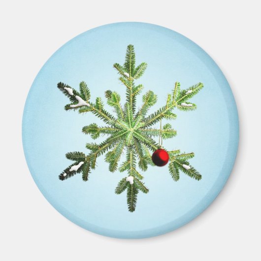 Mooie Snowy Pine Snowflake kerst Magneet (Voorkant)