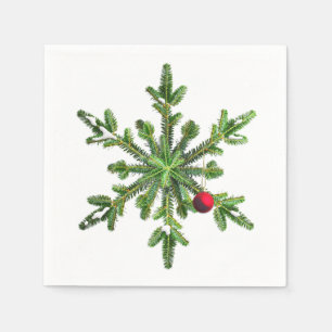 Mooie Snowy Pine Snowflake kerst Servet
