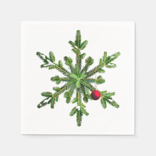 Mooie Snowy Pine Snowflake kerst Servet (Voorkant)