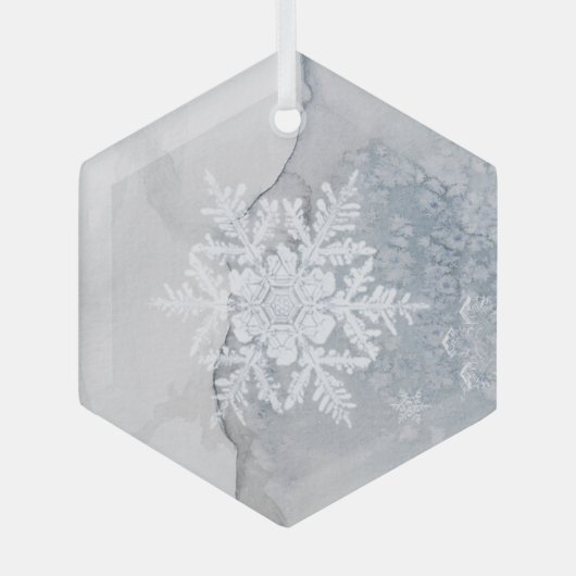 Mooie Snowy Snowflake kerst Glas Ornament (Voorkant)