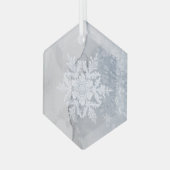 Mooie Snowy Snowflake kerst Glas Ornament (Voorkant links)