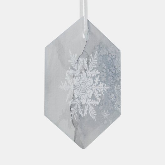 Mooie Snowy Snowflake kerst Glas Ornament (Voorkant Rechts)