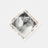 Mooie Soft Peach Rozen met foto bruiloft Servet (Hoek)