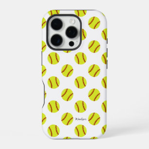 Mooie Softbal Patroon Persoonlijke Naam iPhone 16 Pro Hoesje