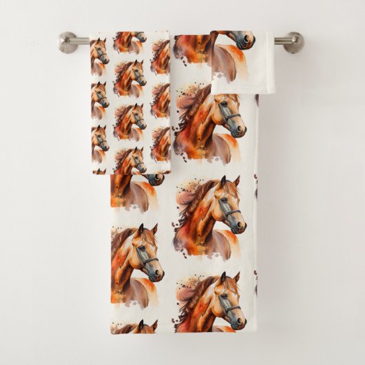 Mooie Sorrel Horse Portrait Pattern Bad Handdoek (Insitu)